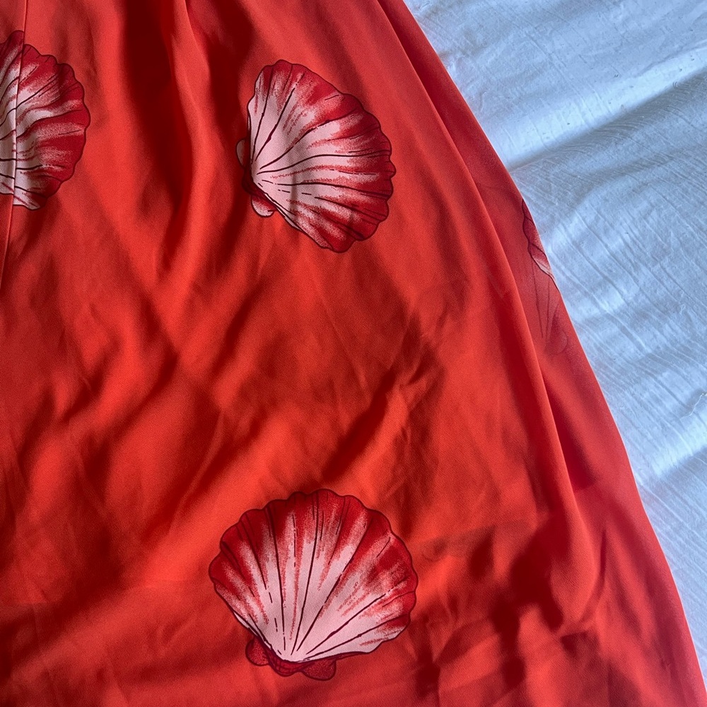 Lulu's Coral-Orange Shell Print Maxi Dress - Picture 6 of 6